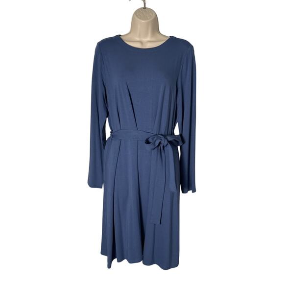 NWT J. Jill Wearever Belted A Line Jersey Knit Dress in Twilight Blue Size M - Picture 4 of 10